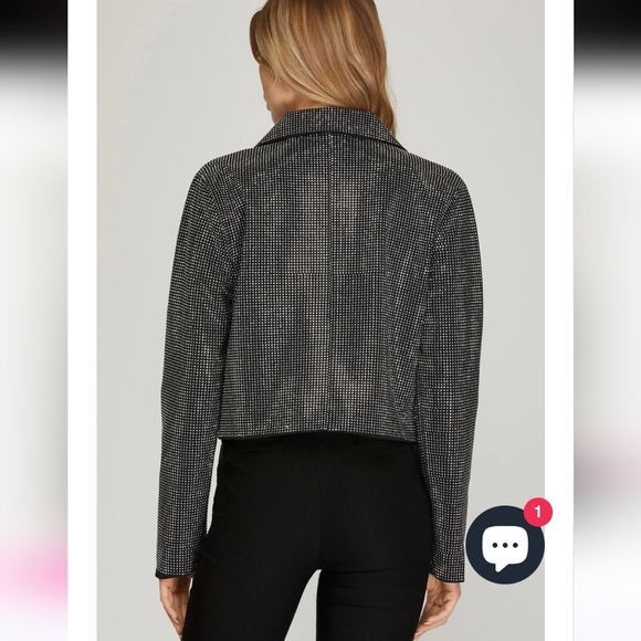 CLOUD TEN Jones Studded Cropped Blazer. Black Silver Studded. Size Small - Picture 5 of 15